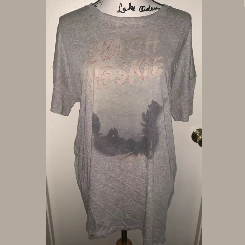 AllSaints Graphic Long Oversize Top Grey XS Small